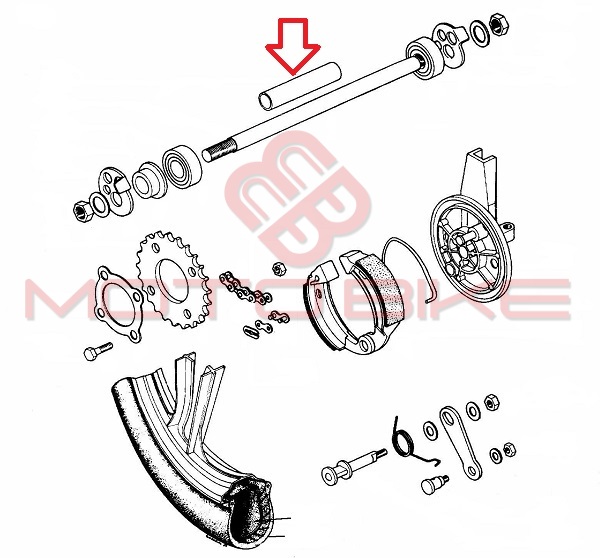 Caura odstojnik tocka tomos a3 a35 fi 13,5x17,2x64 mm zadnji liveni