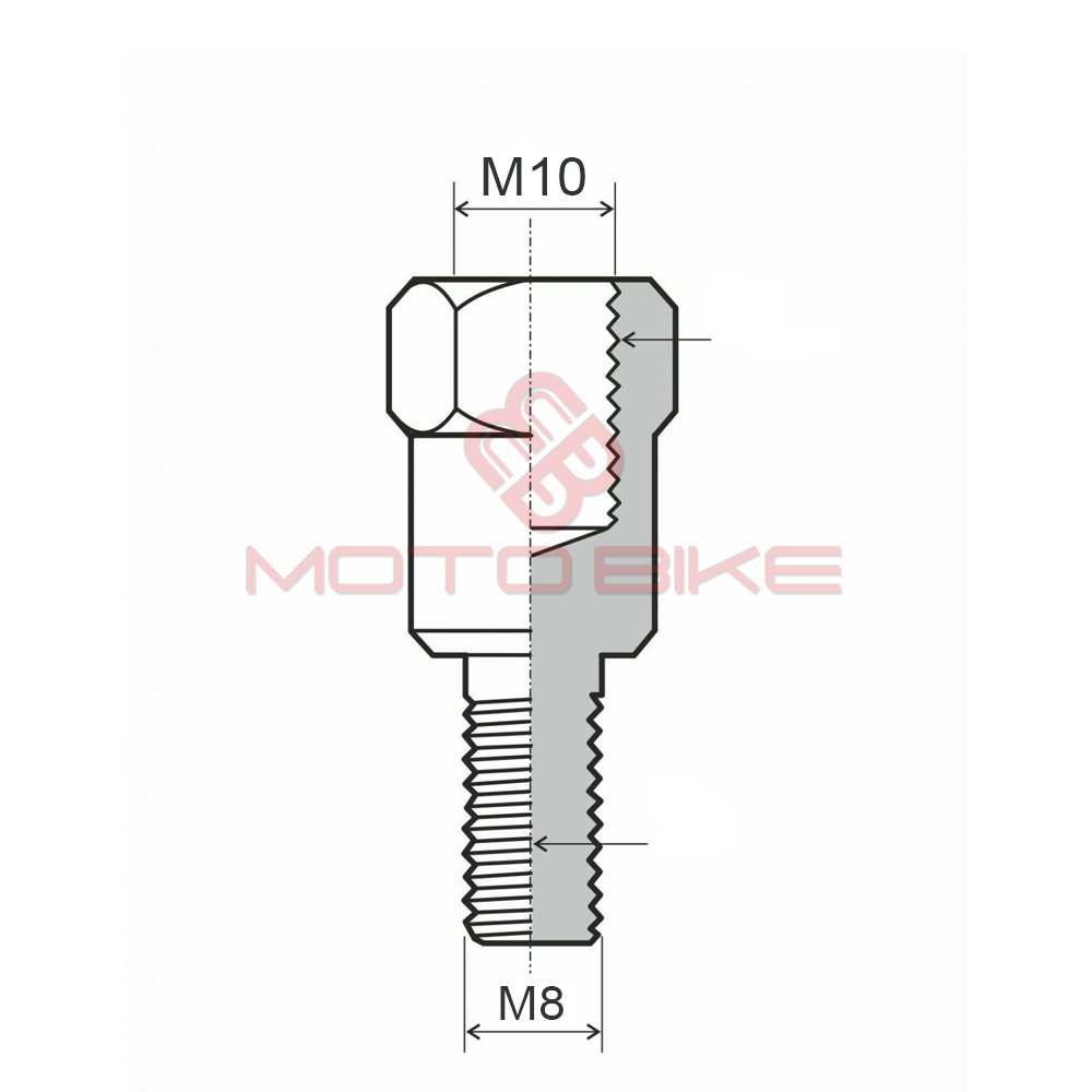 Adapter za retrovizor univerzalni sa m10 x1,25mm na m8 x 1,25 mm desni navoj rms