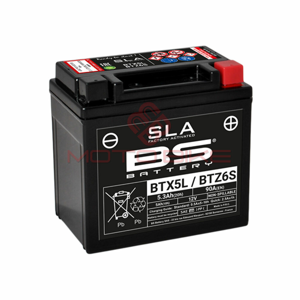 Akumulator bs 12v 5ah btx5l-fa sla desni plus (113x70x105)