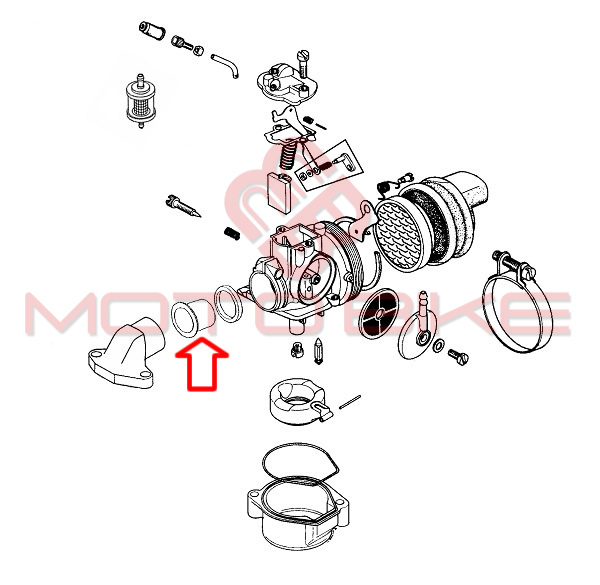 Caura u usisu karburatora tomos dellorto 14-12p fi 17,9x21x10,4 mm or