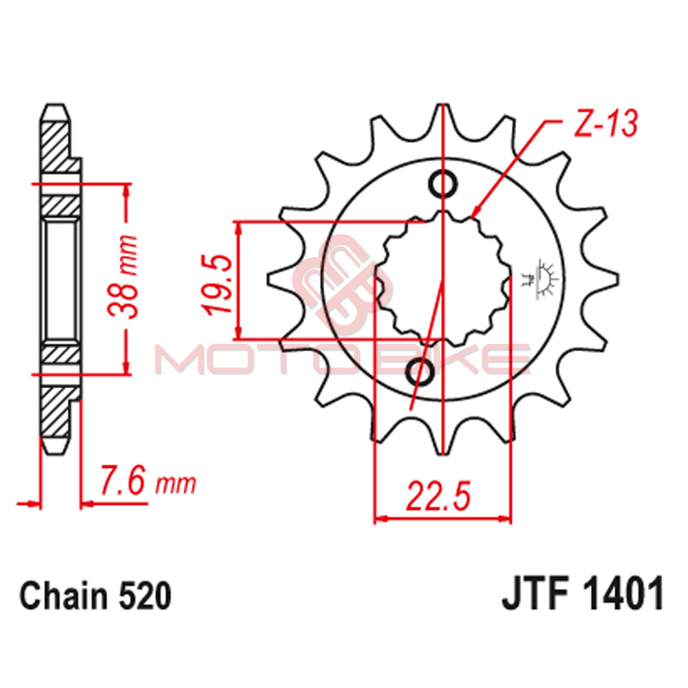 Lancanik prednji jt jtf1401-14 (520) 14 zuba