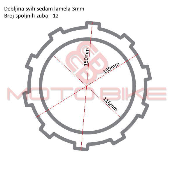 Lamele trw mcc116-7 set(honda)