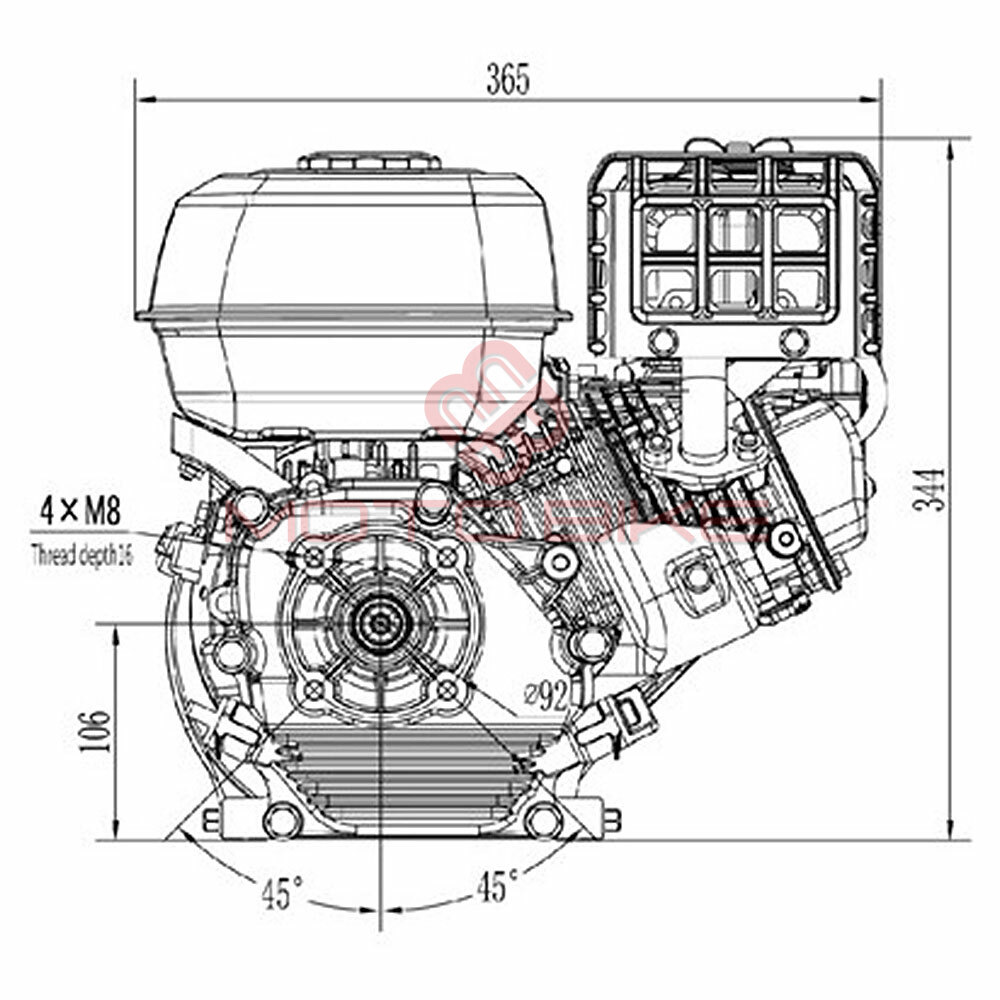 Motor zongshen gb200 196cc ( 4,2 kw / 5,5 ks )  horizontalna radilica 19mm / 58mm