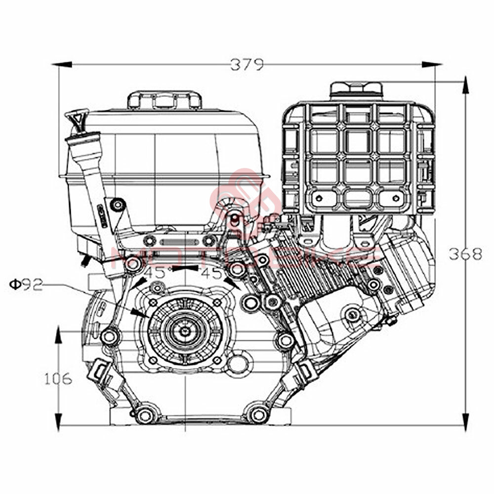 Motor zongshen gb270 272cc ( 5,8 kw / 8,0 ks )  horizontalna radilica 25mm / 62mm