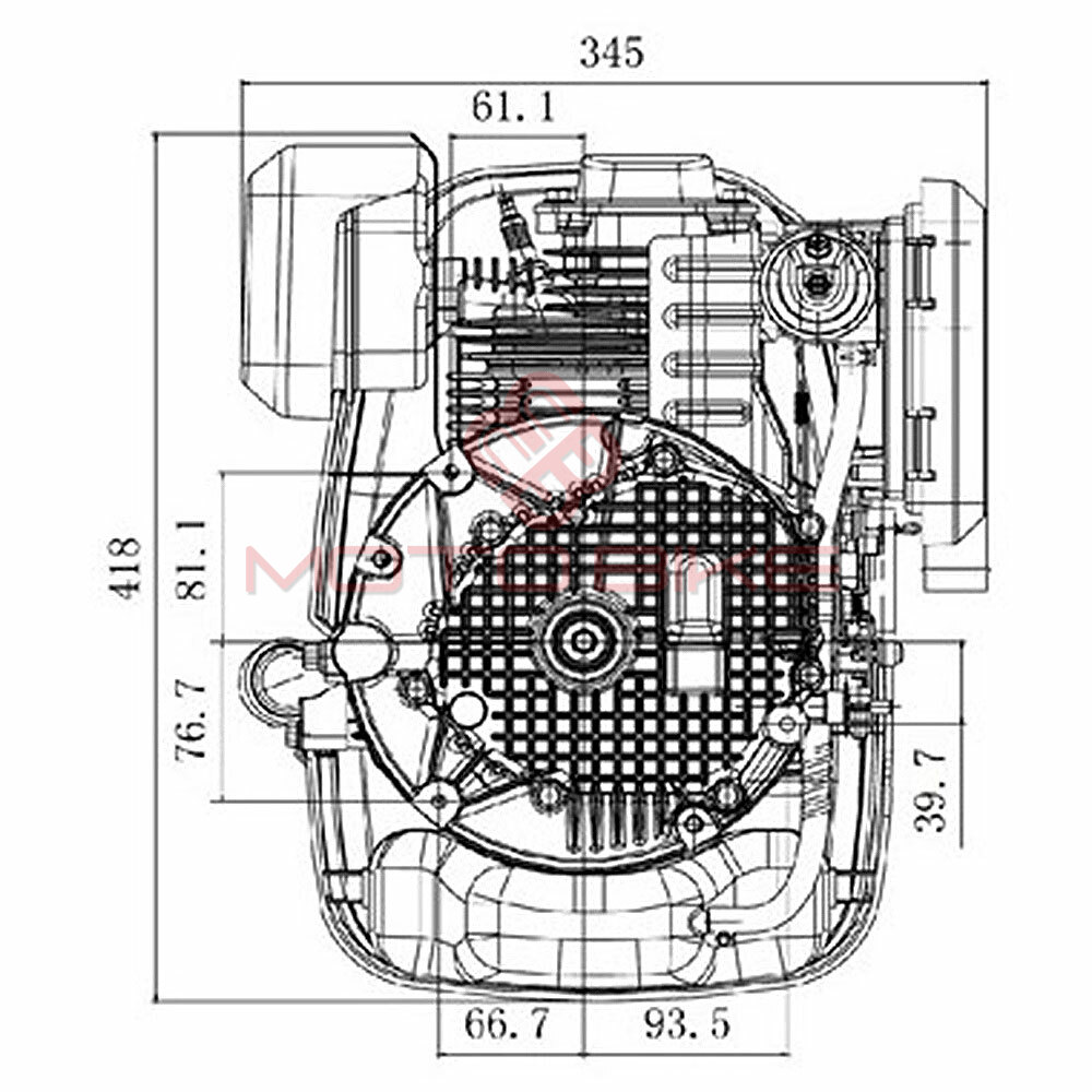 Motor kosacice zongshen 225cc ( 4,2 kw / 6,0 ks ) - radilica 25,4mm / 80mm