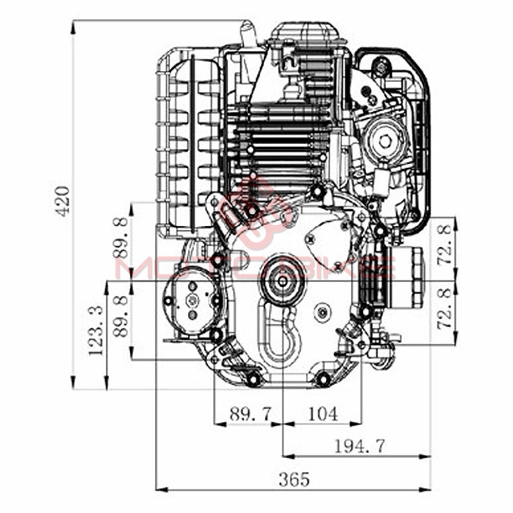 Motor traktor kosacice zongshen 439cc ( 9,5 kw / 12,7 ks ) - radilica 25,4mm / 80mm