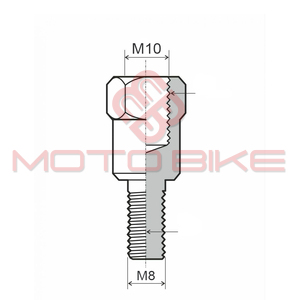 Adapter za retrovizor univerzalni sa M10 x1,25mm na M8 x 1,25 mm desni navoj RMS